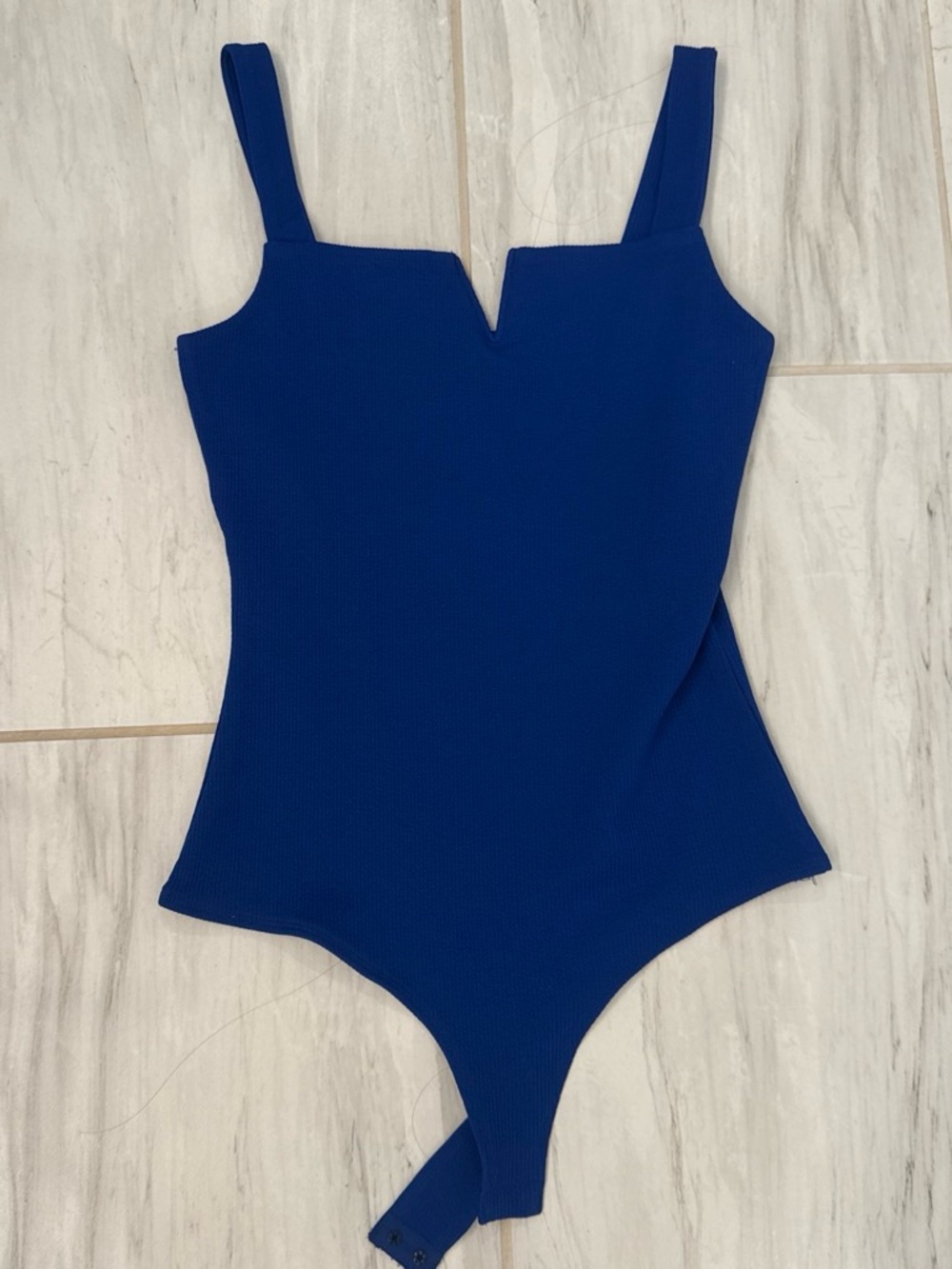 TCEC Royal Blue V-Notch Ribbed Bodysuit